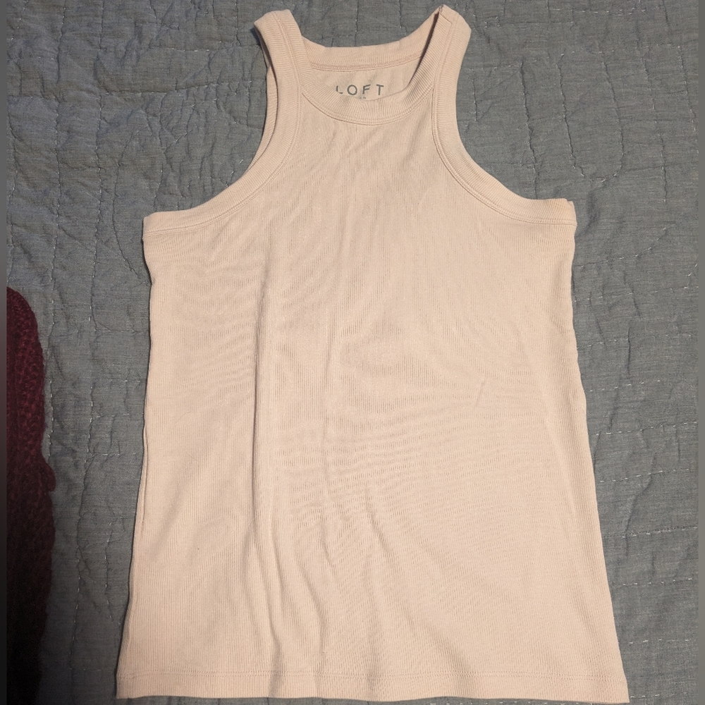 Loft Light Pink Ribbed Tank